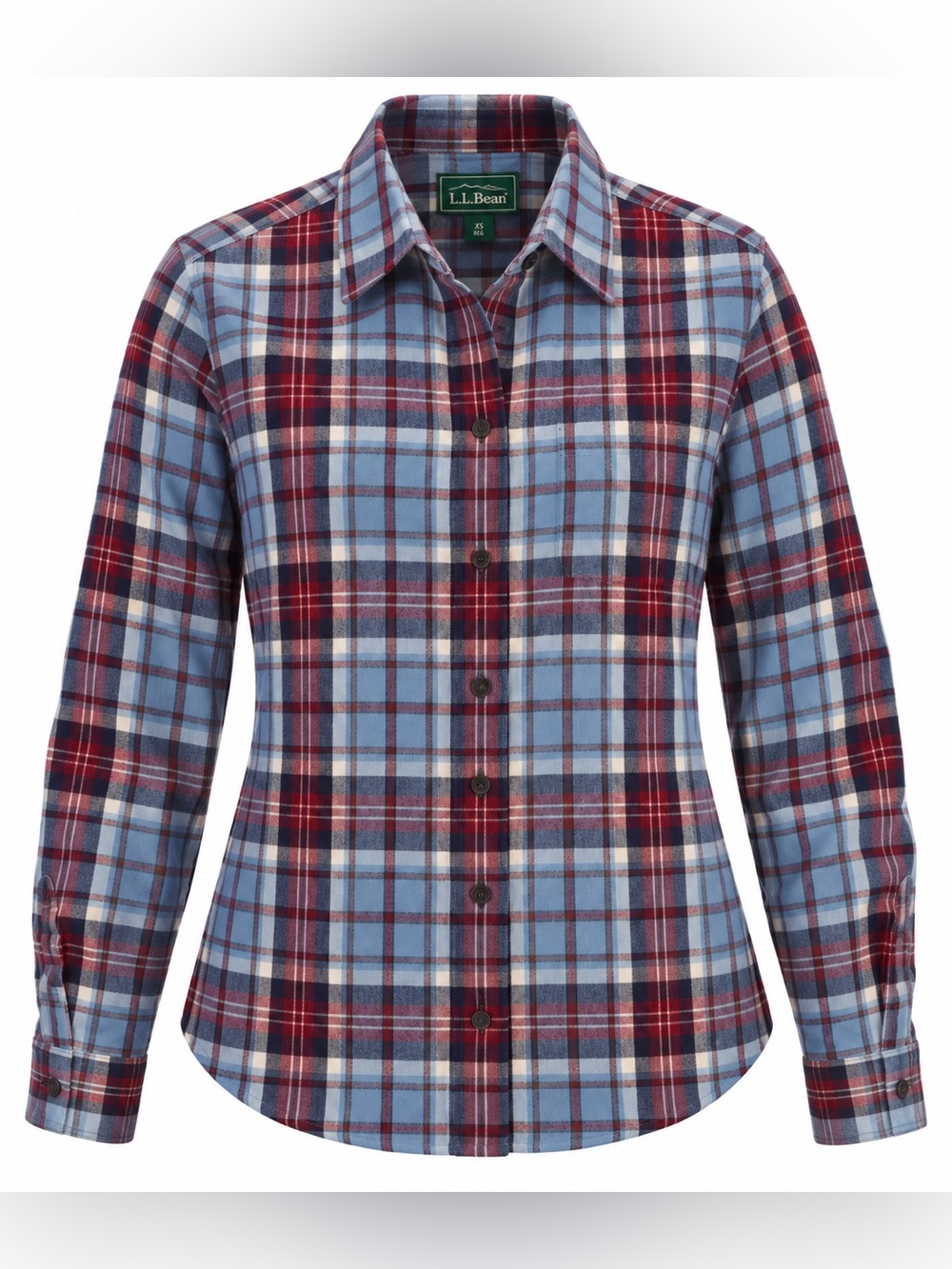 L.L.Bean Women's Scotch Plaid Shirt in Blue Ridge Plaid Size XS NWT